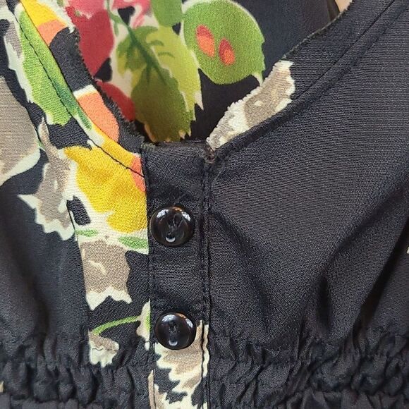 American Eagle Dress Babydoll Corset Black Floral Tiered Slip Sundress Summer - Picture 9 of 11